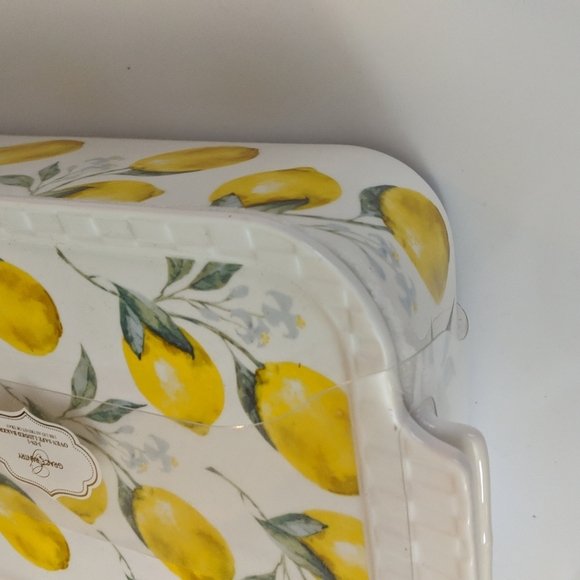 Lemon Print Porcelain 3 in 1  Covered Casserole Lidded Baker Dish New - Picture 4 of 8